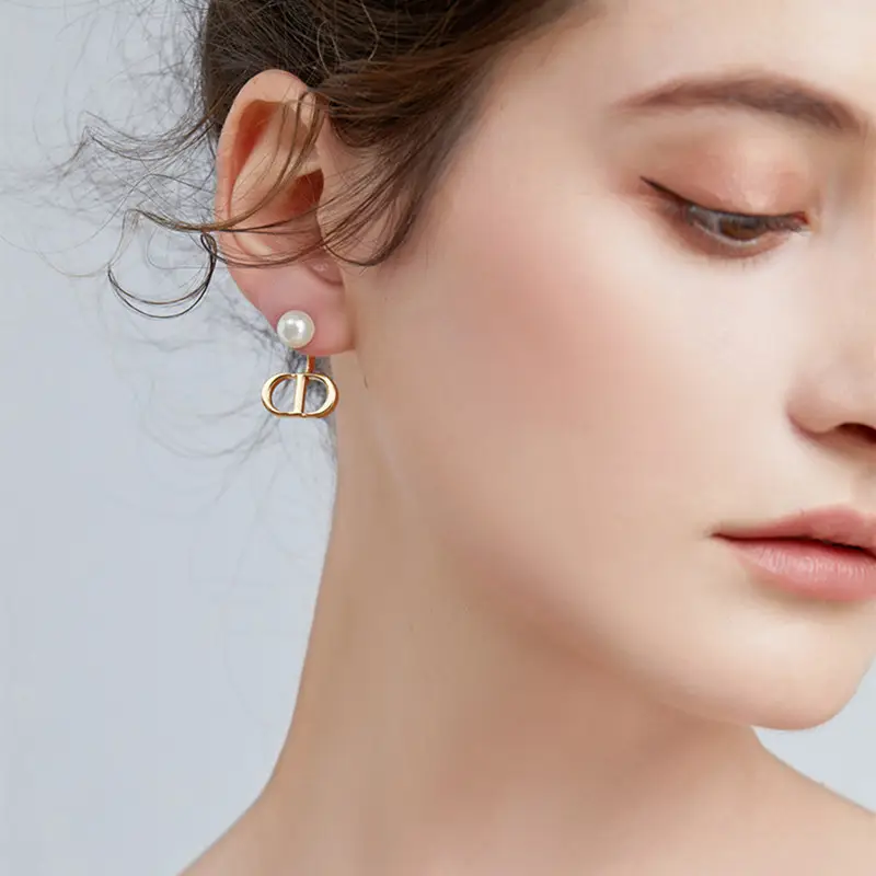 European American Letter Pearl Earrings 2025 Trendy - Image 2