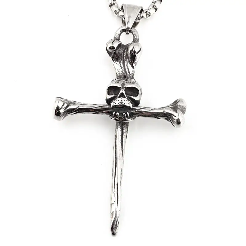Retro Skull Bone Cross Pendant for Men - Image 2