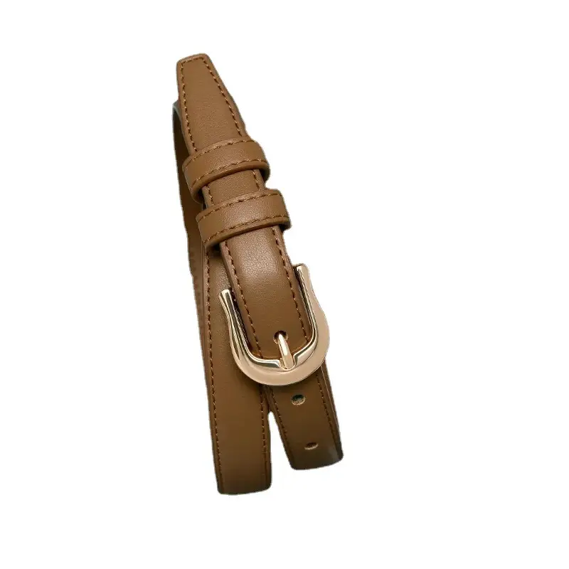 Brown Women's Belt with Gold Buckle - Image 8