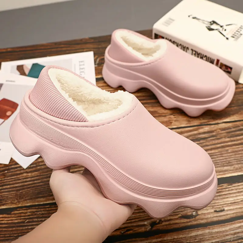 Women's Pink Fleece Lined Winter Slippers - Image 4