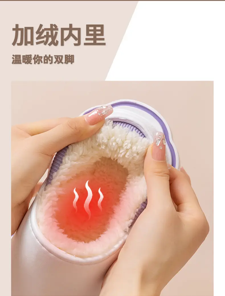 Women's Pink Fleece Lined Winter Slippers — feature 16