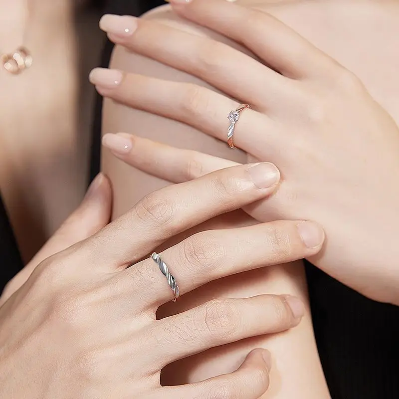 Korean Zircon Open Ring Couple Set - Image 5