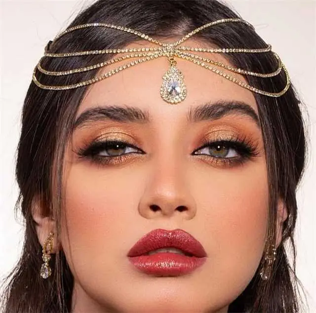 Water Drop Rhinestone Hair Chain for Women