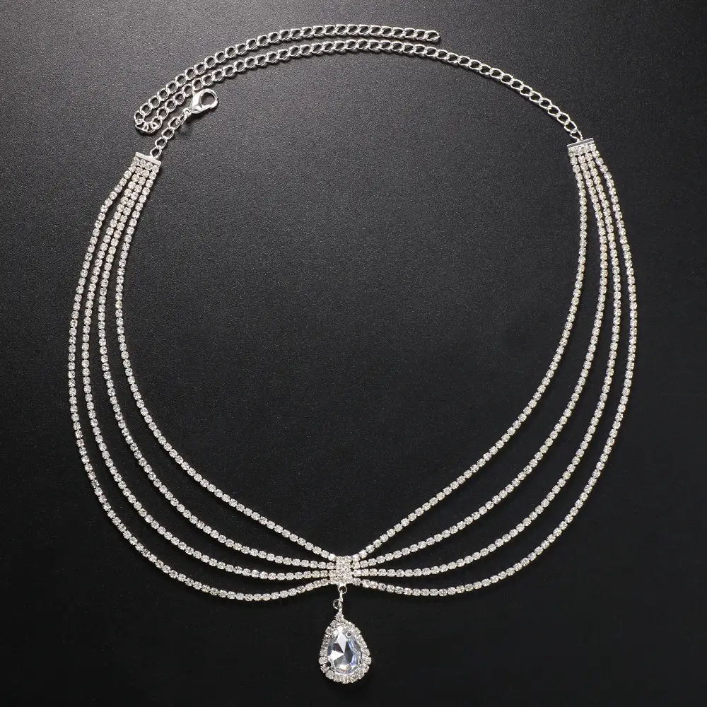 Water Drop Rhinestone Hair Chain for Women