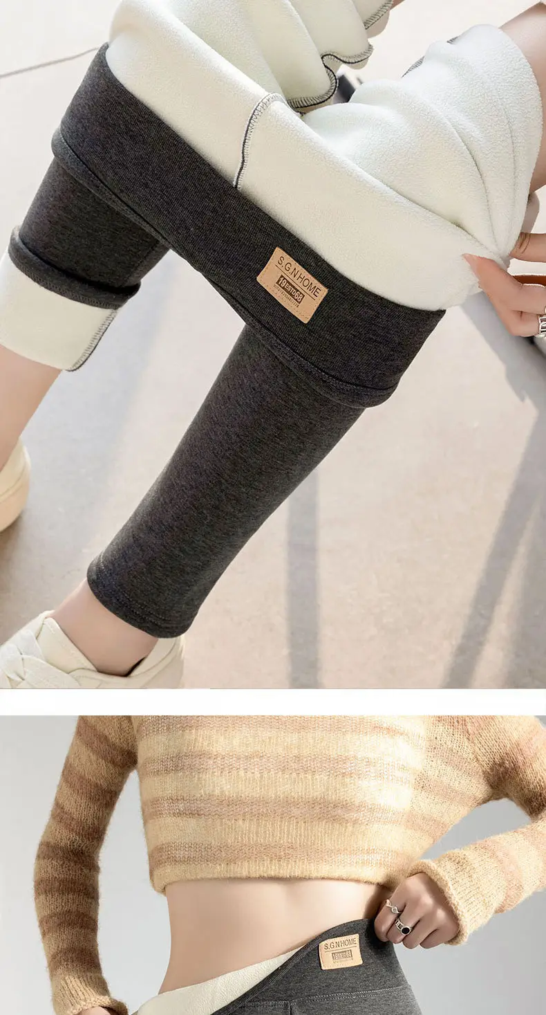 Extra Thick Winter Fleece Lined Skinny Pants Women — feature 8