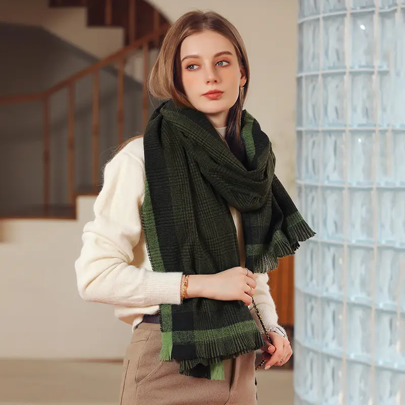 Deqing Silk European Plaid Shawl for Women - Image 10