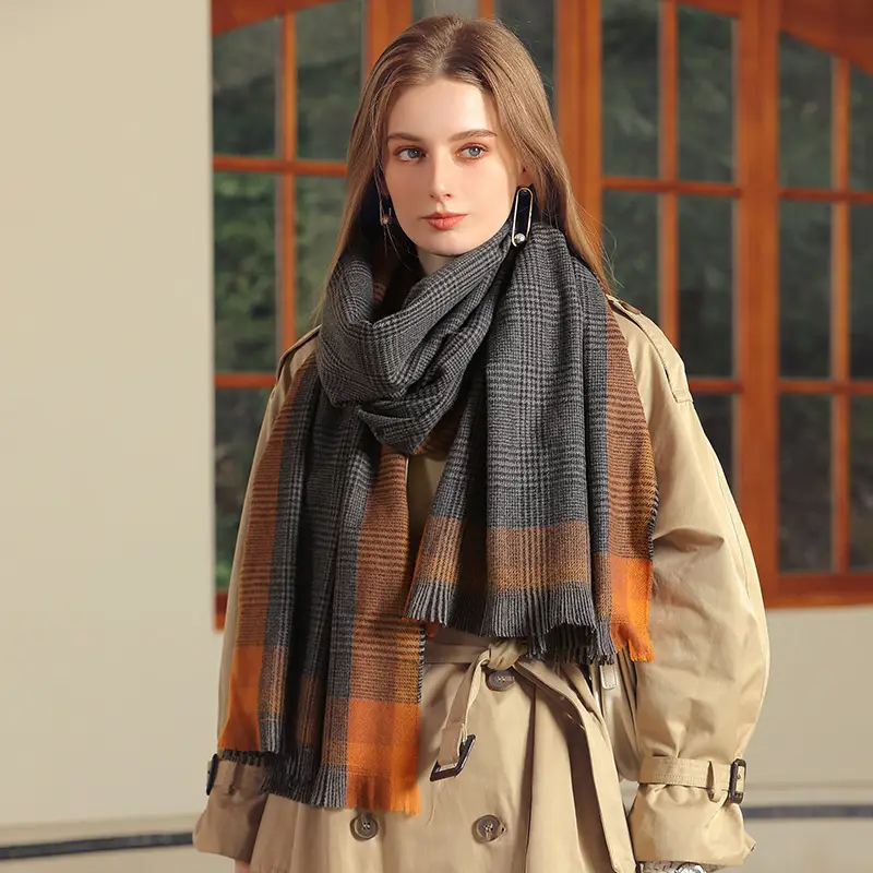 Deqing Silk European Plaid Shawl for Women - Image 11
