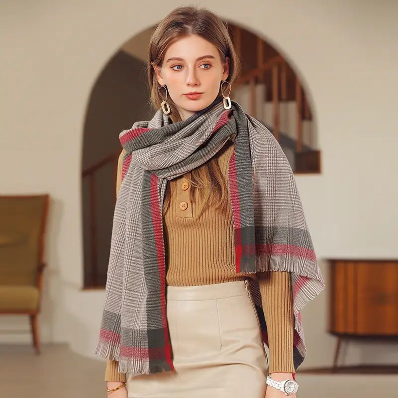 Deqing Silk European Plaid Shawl for Women - Image 12