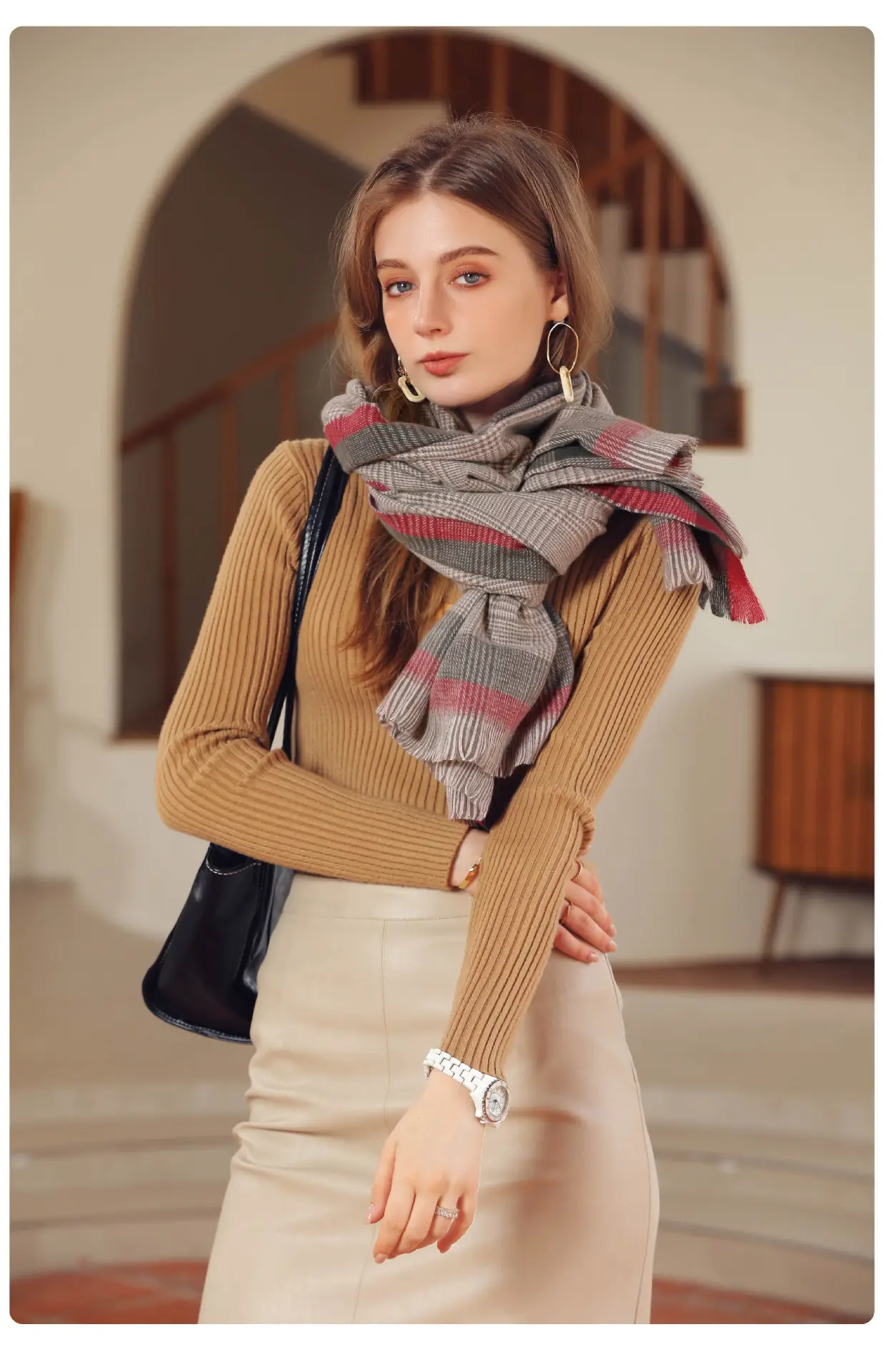 Deqing Silk European Plaid Shawl for Women — feature 10
