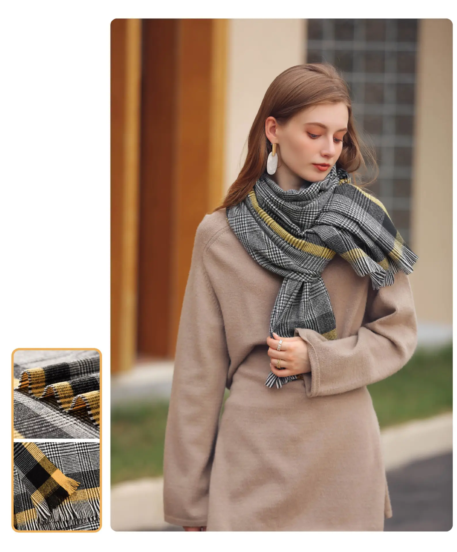 Deqing Silk European Plaid Shawl for Women — feature 15