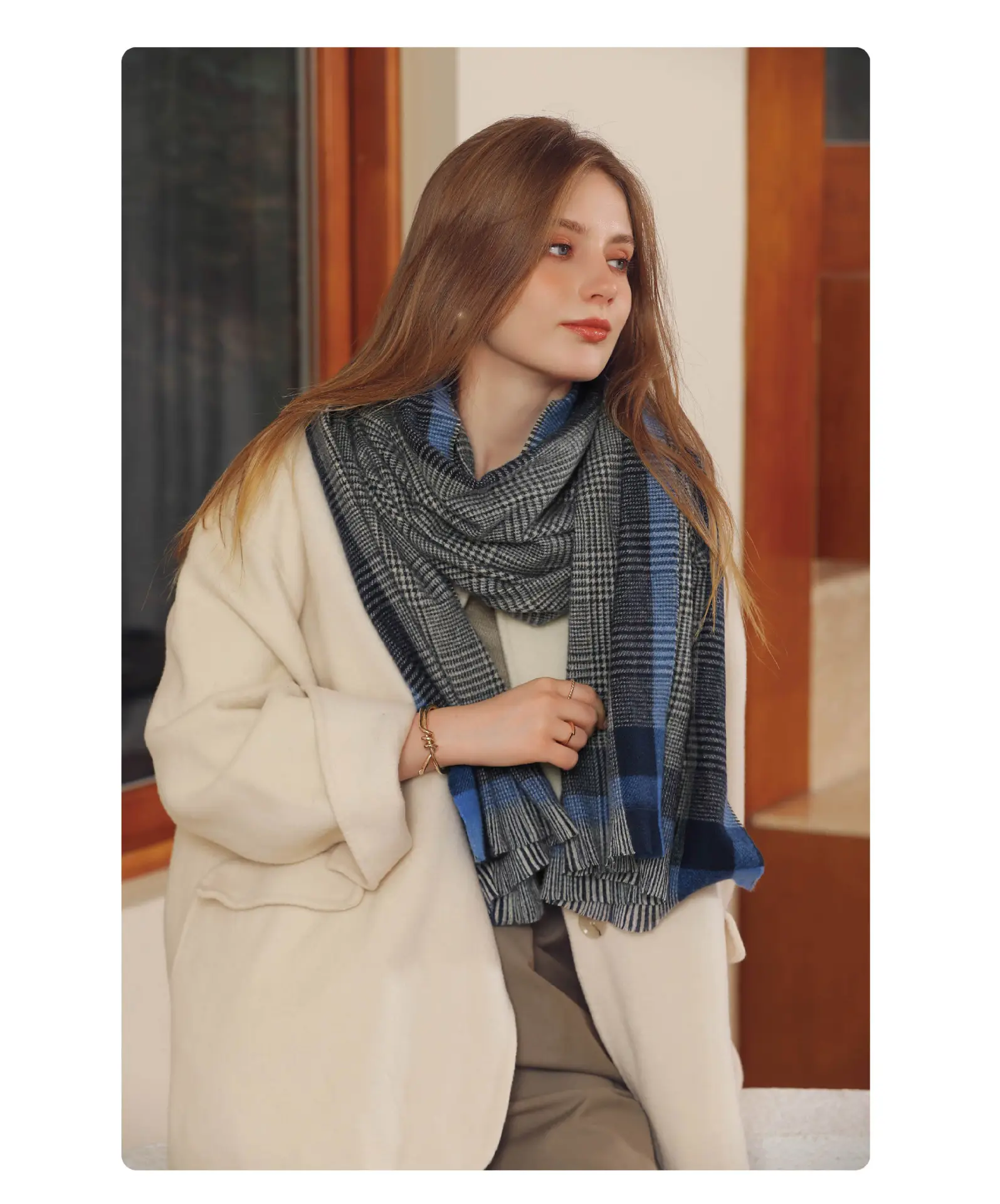 Deqing Silk European Plaid Shawl for Women — feature 17