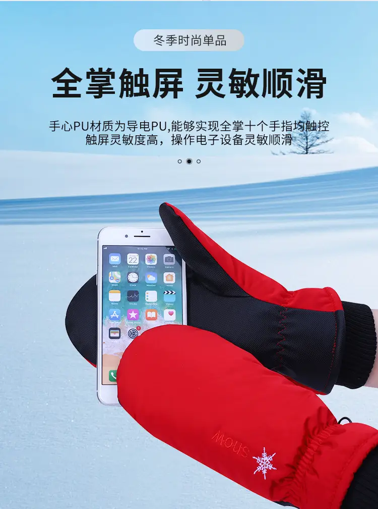 Men Black Snow Gloves Touch Screen Mountaineering Warm Waterproof — feature 9