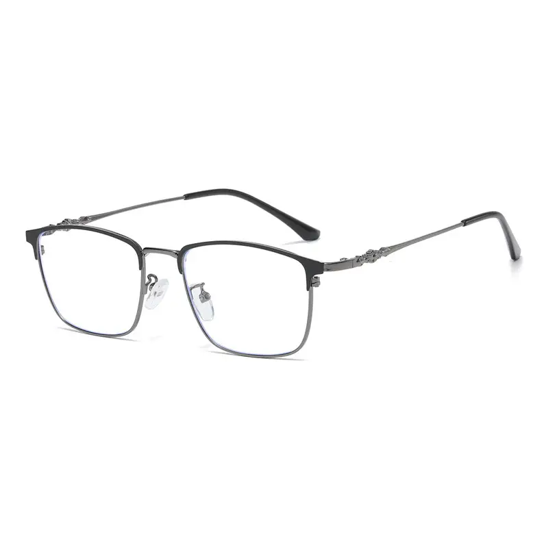 Men's Black Metal Half Frame Anti-Blue Light Glasses - Image 4