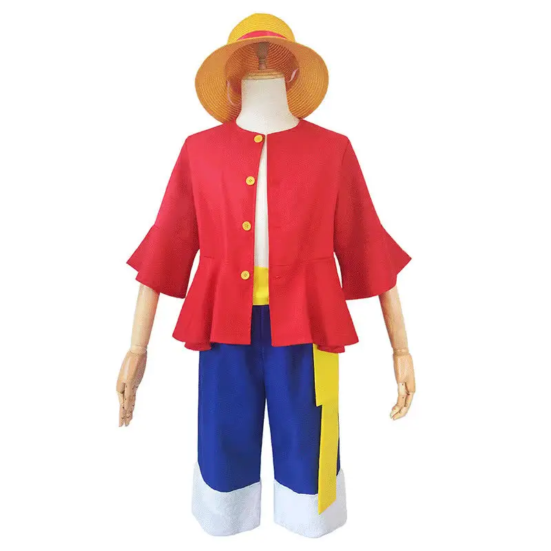Luffy One Piece Kids Cosplay Suit Red Blue Yellow - Image 9