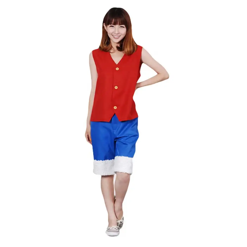 Luffy One Piece Kids Cosplay Suit Red Blue Yellow - Image 4