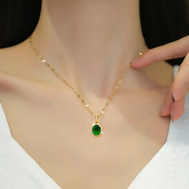 Titanium Steel Light Luxury Water Drops Full Diamond Zircon Live Necklace - Image 5