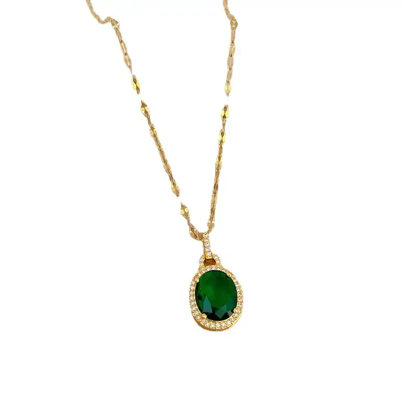 Titanium Steel Light Luxury Water Drops Full Diamond Zircon Live Necklace - Image 6