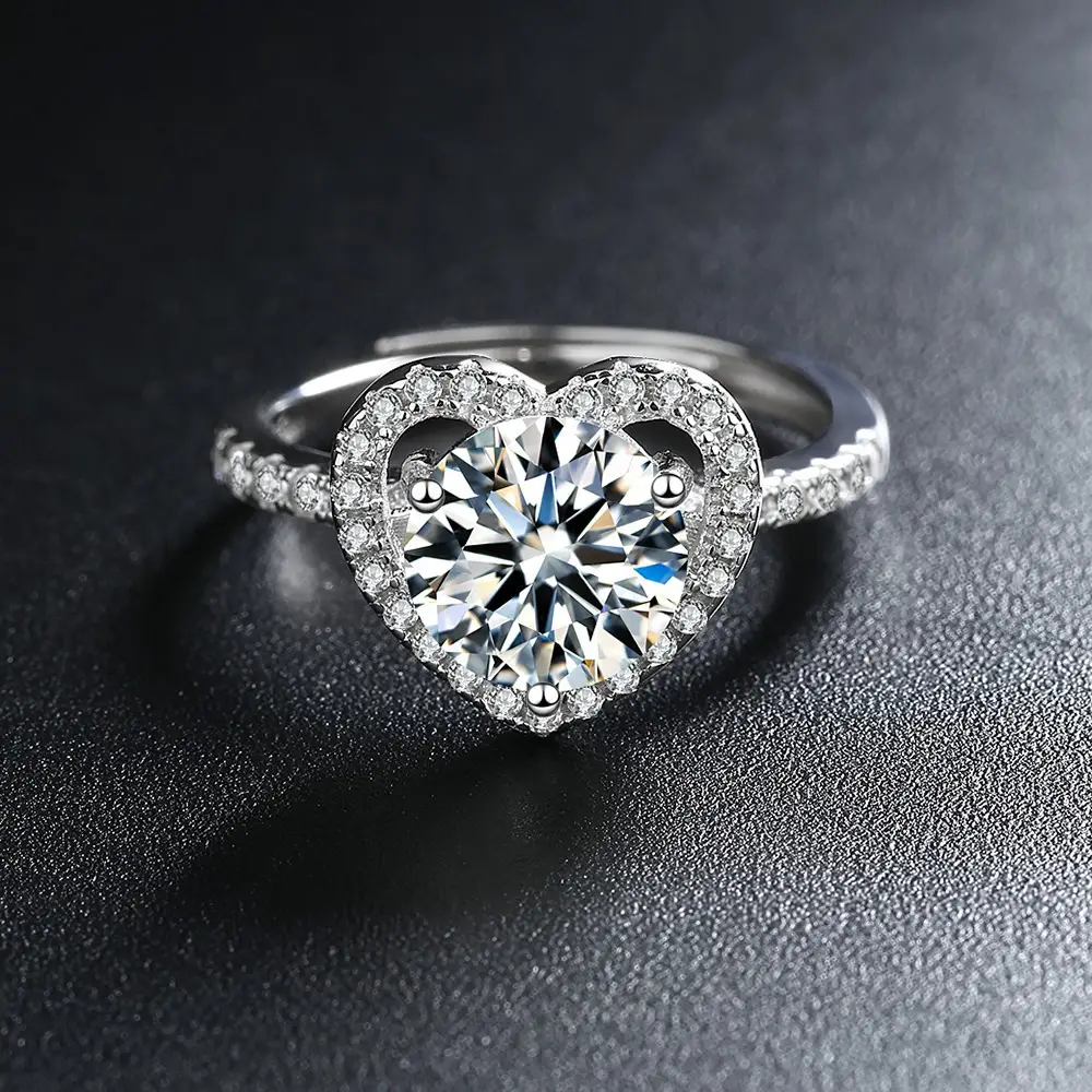 Heart Shaped Zircon Open Ring for Women - Image 4