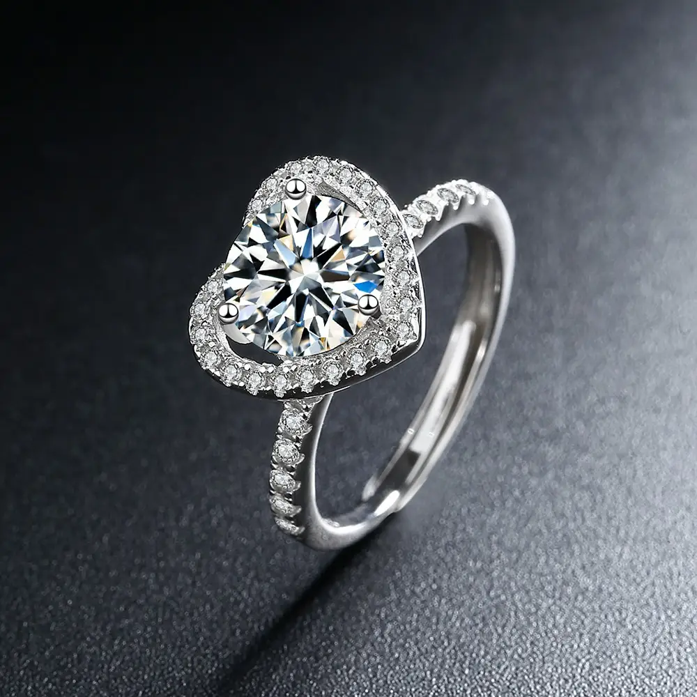 Heart Shaped Zircon Open Ring for Women — feature 2