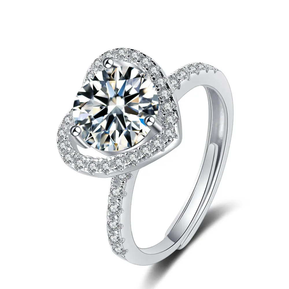 Heart Shaped Zircon Open Ring for Women — feature 5