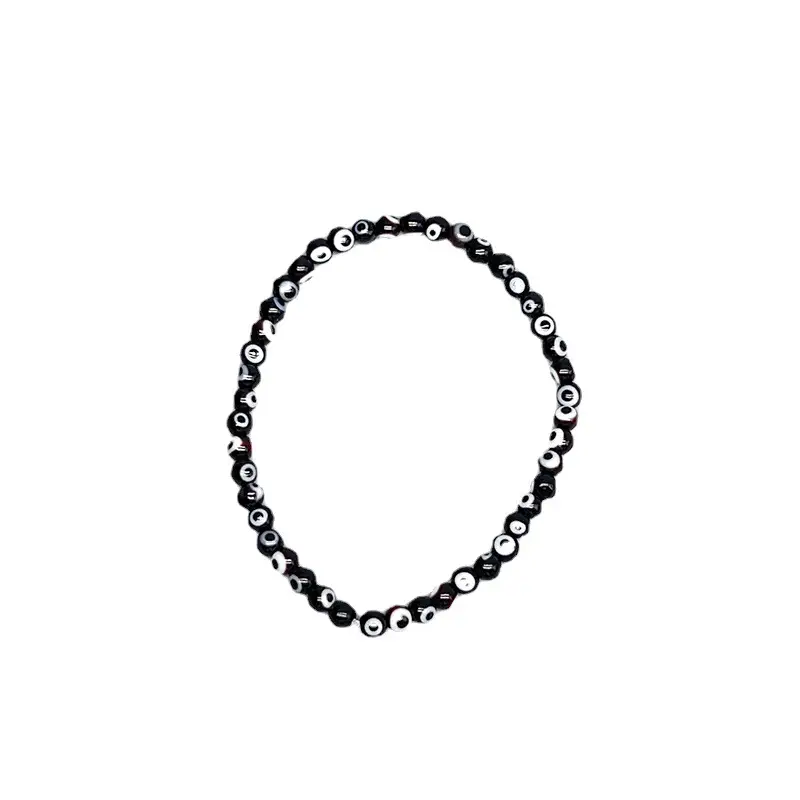 Black Devil's Eye Glaze Beaded Elastic Bracelet