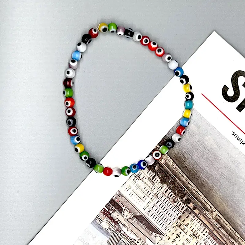 Black Devil's Eye Glaze Beaded Elastic Bracelet