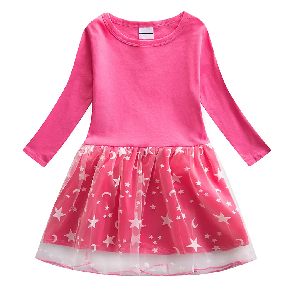 Girls' Blue Starry Skirted Long Sleeve Dress - Image 9