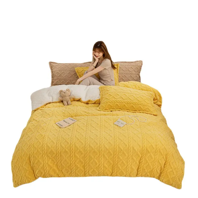 Winter Warm Fleece Quilt Cover Single Double Beige - Image 10