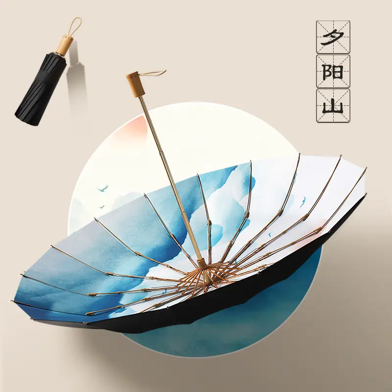 70% Off Folding Umbrella Small Green Wooden Handle - Image 12