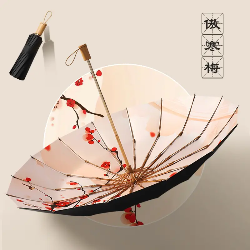 70% Off Folding Umbrella Small Green Wooden Handle - Image 14