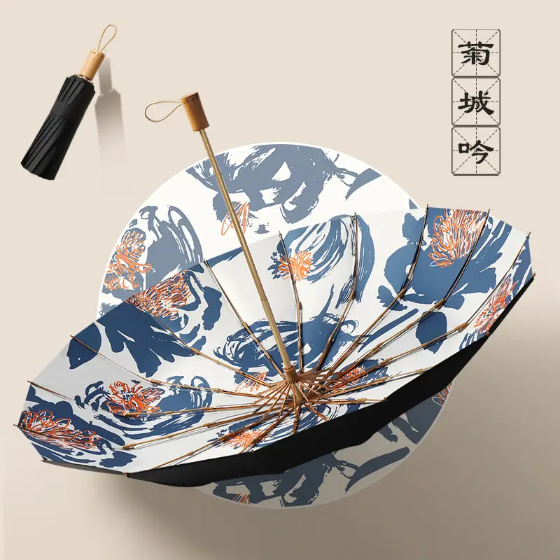 70% Off Folding Umbrella Small Green Wooden Handle - Image 15