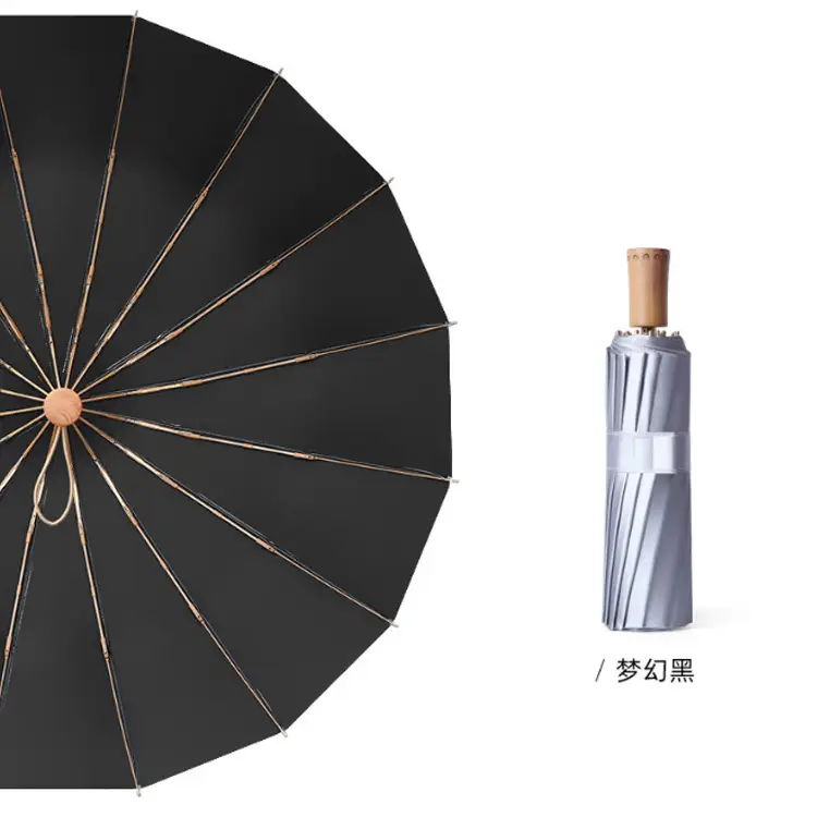 70% Off Folding Umbrella Small Green Wooden Handle - Image 16
