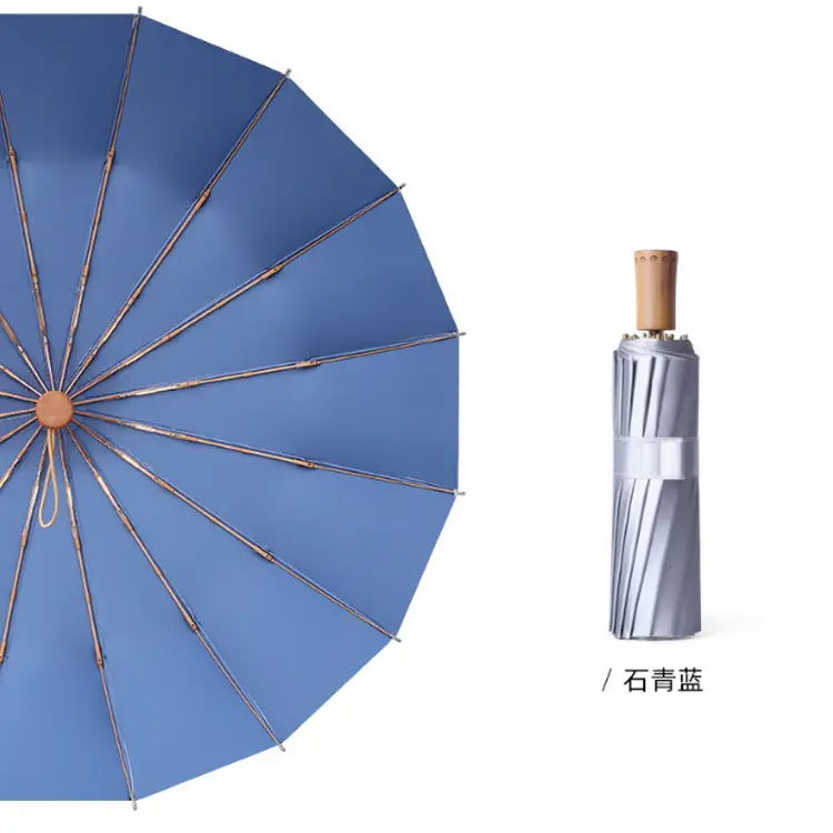 70% Off Folding Umbrella Small Green Wooden Handle - Image 18