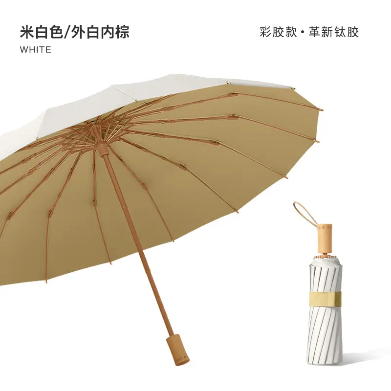70% Off Folding Umbrella Small Green Wooden Handle - Image 2