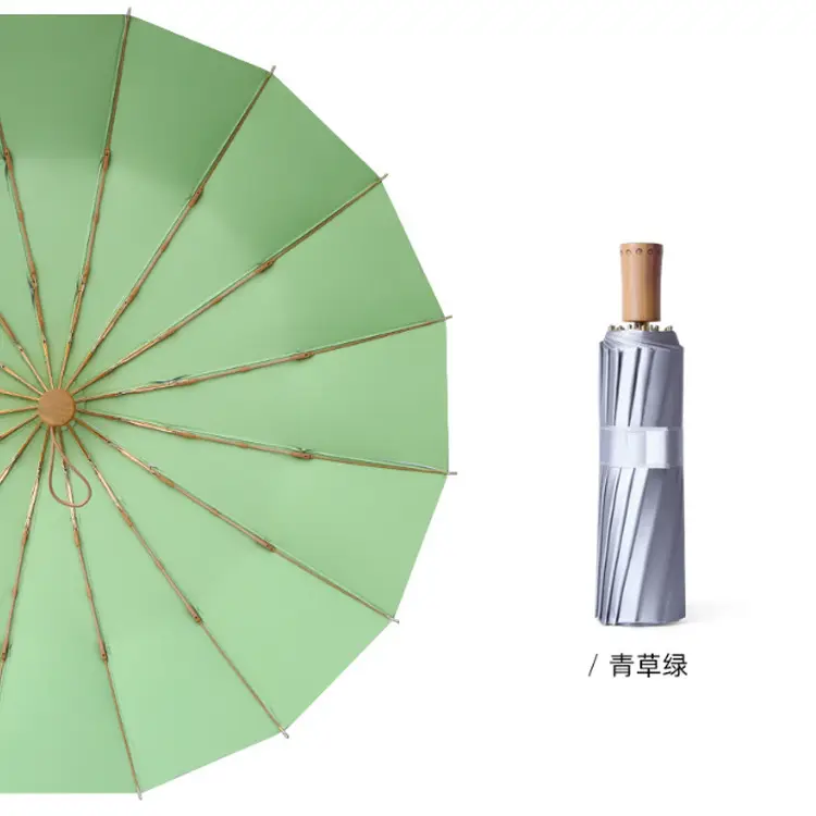 70% Off Folding Umbrella Small Green Wooden Handle - Image 21
