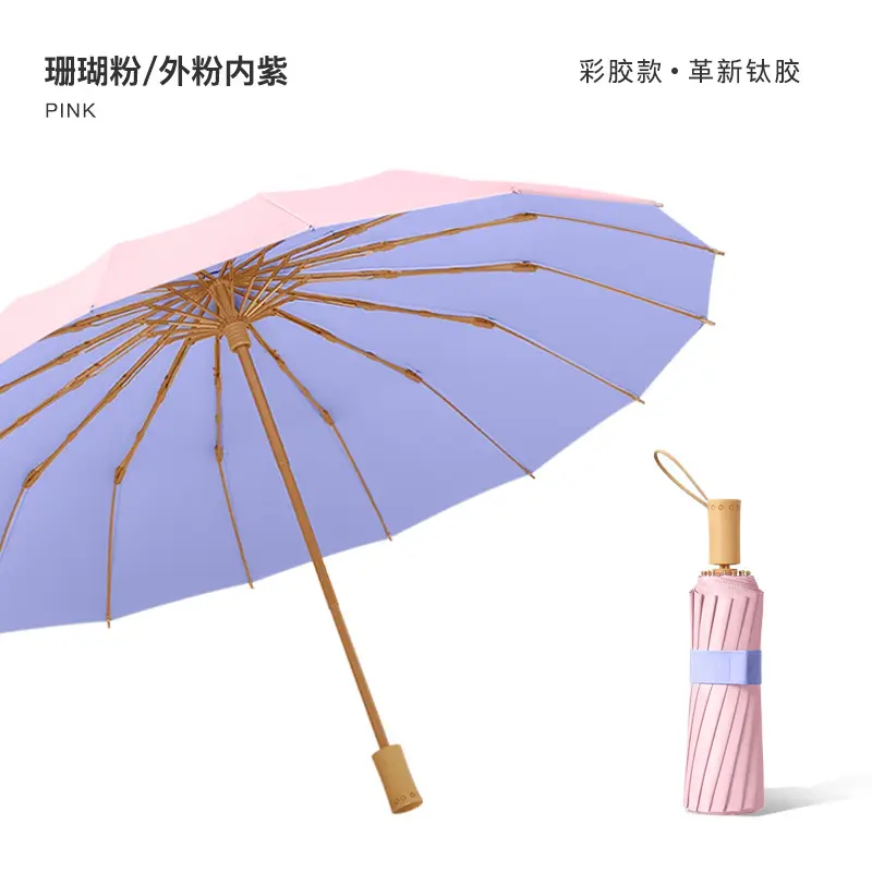 70% Off Folding Umbrella Small Green Wooden Handle - Image 4