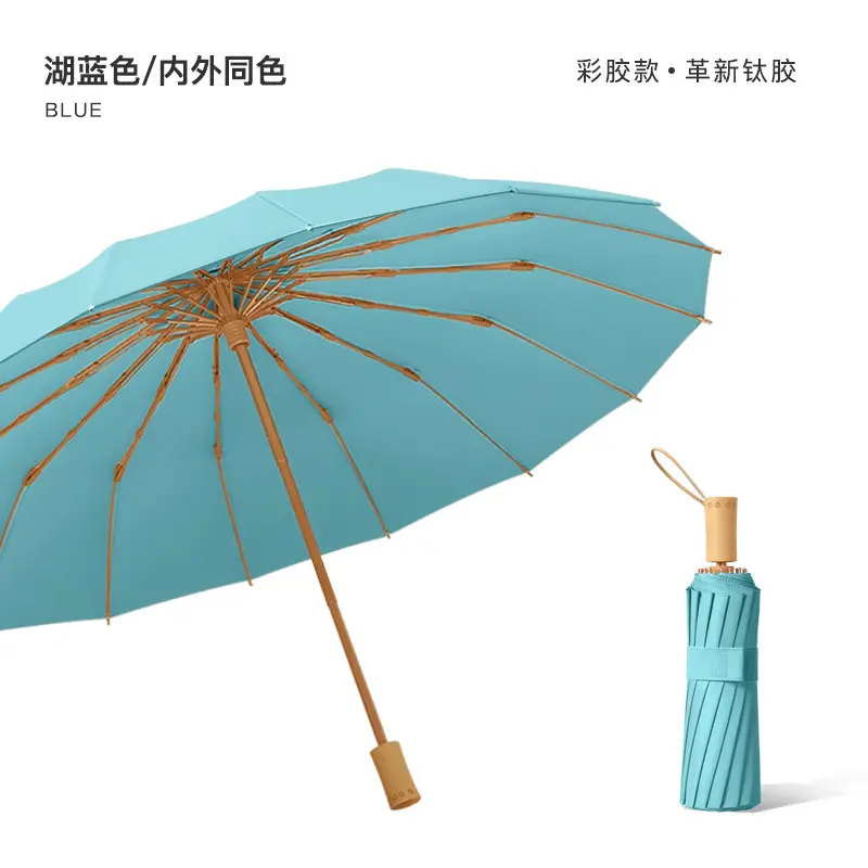 70% Off Folding Umbrella Small Green Wooden Handle - Image 6
