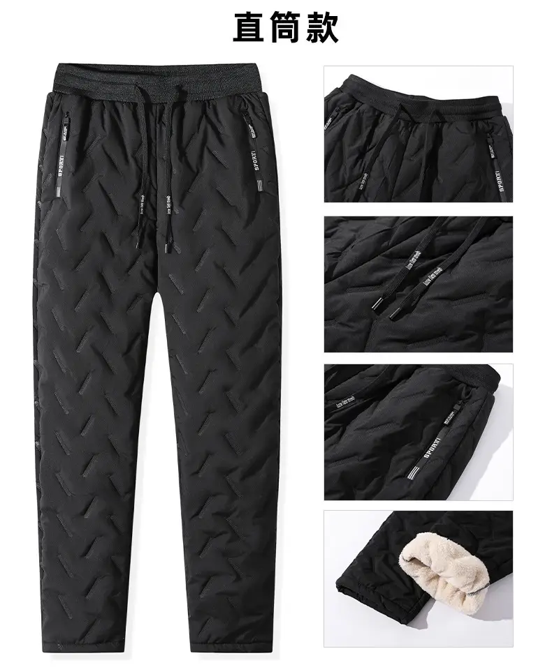Men Fleece Lined Sweatpants Black Beige Winter Outdoor — feature 14