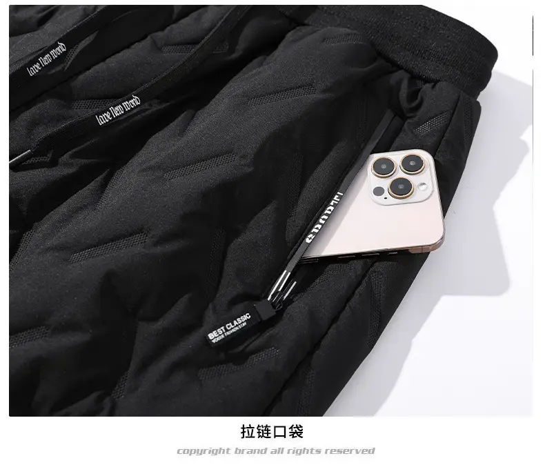 Men Fleece Lined Sweatpants Black Beige Winter Outdoor — feature 24