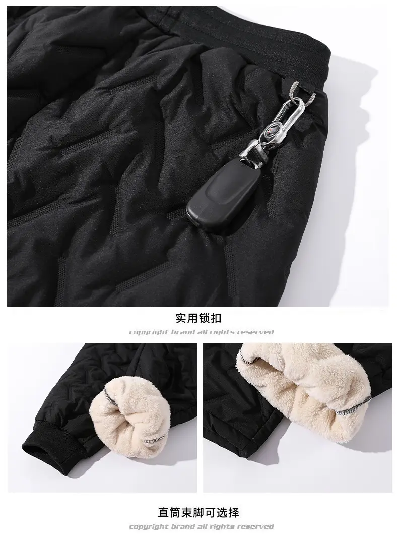 Men Fleece Lined Sweatpants Black Beige Winter Outdoor — feature 25