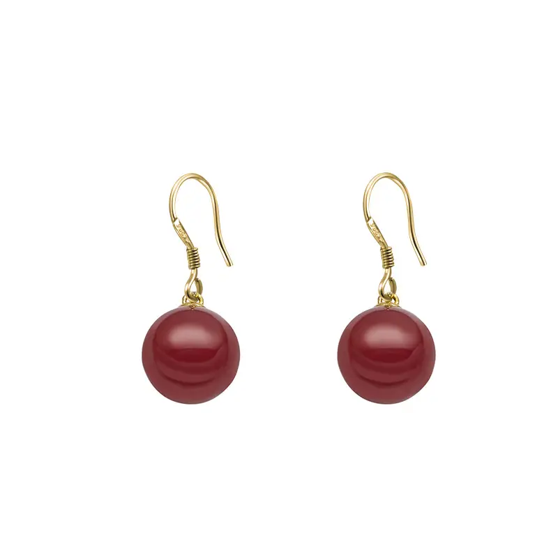 Vintage Red Agate Ear Hooks for Women
