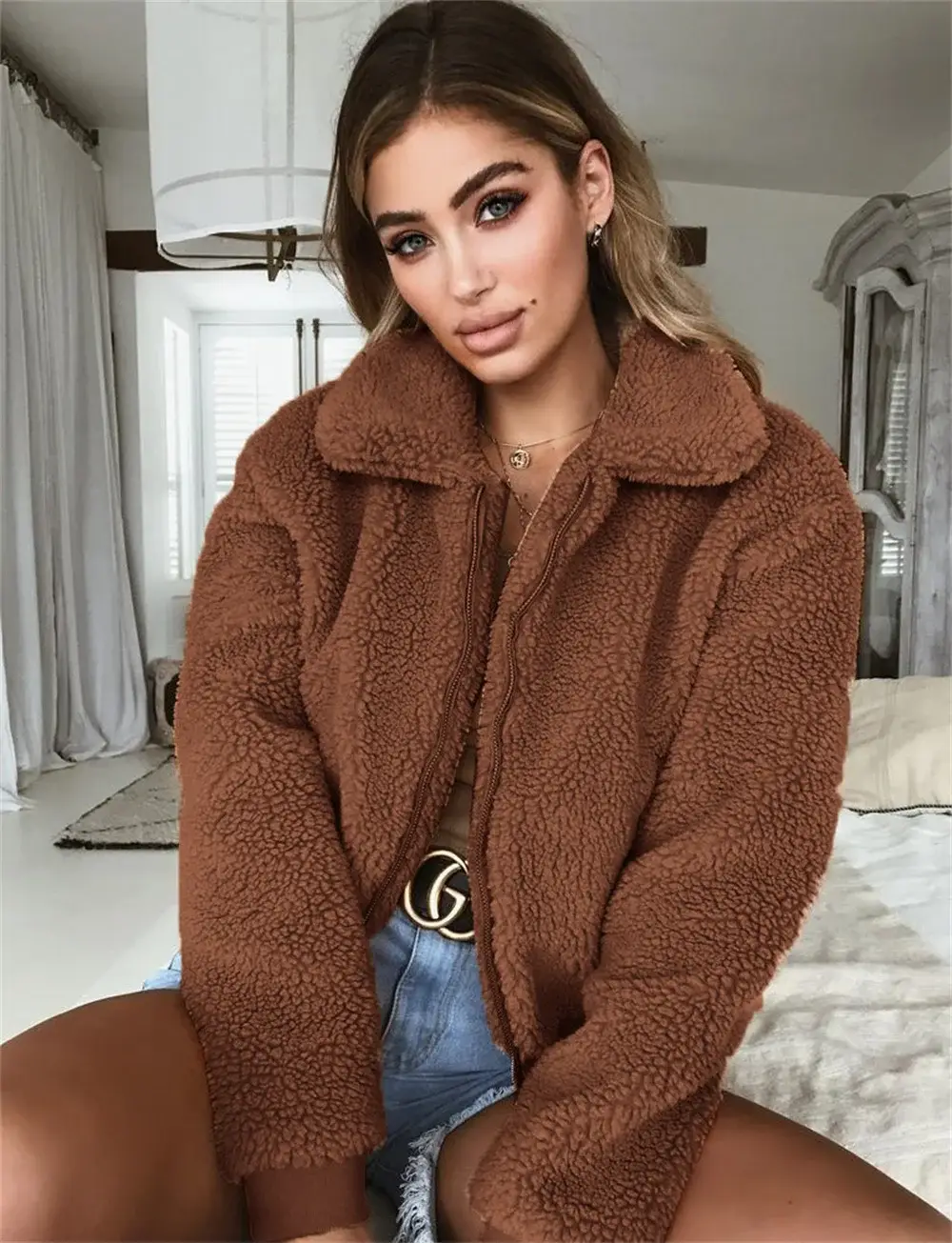 Women's Warm Plush Hoodie Jacket Set for Autumn Winter — feature 11
