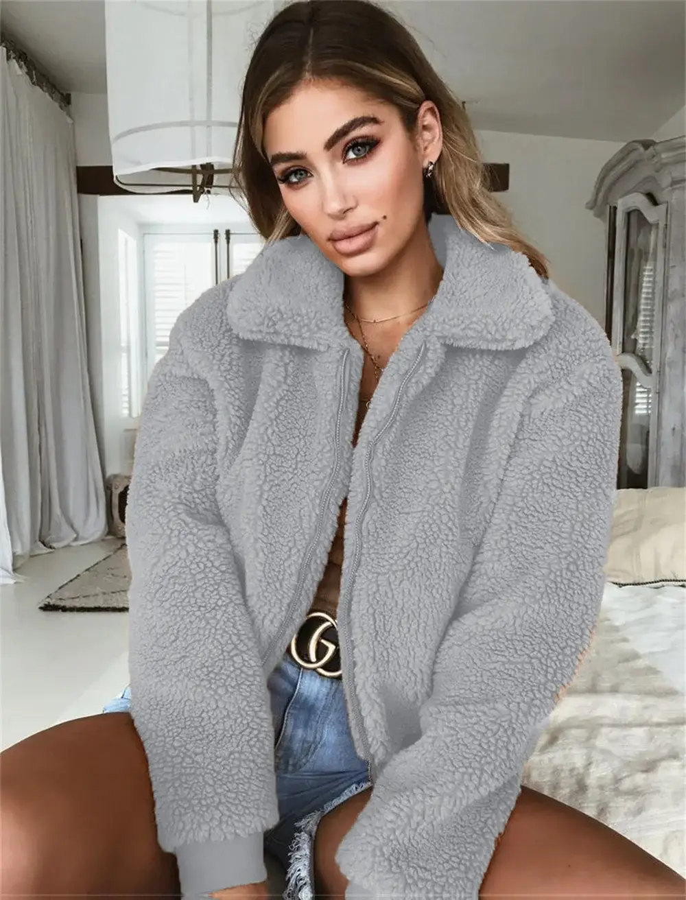 Women's Warm Plush Hoodie Jacket Set for Autumn Winter — feature 17