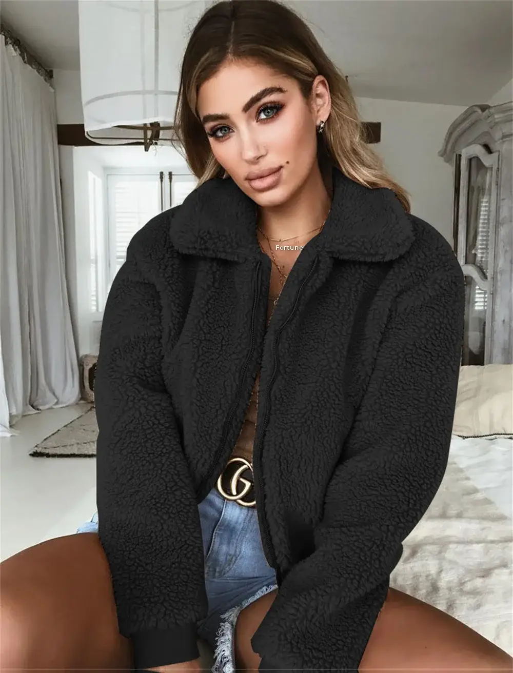 Women's Warm Plush Hoodie Jacket Set for Autumn Winter — feature 4