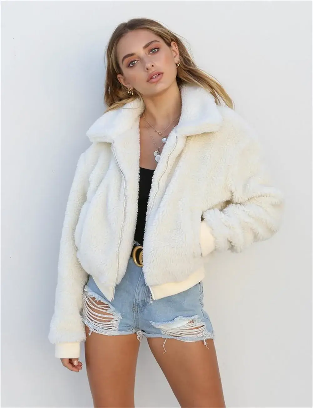 Women's Warm Plush Hoodie Jacket Set for Autumn Winter — feature 9
