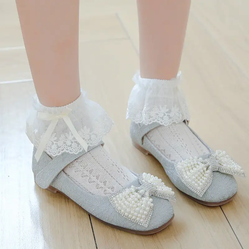 2024 Spring Girls White Lace Bow Socks