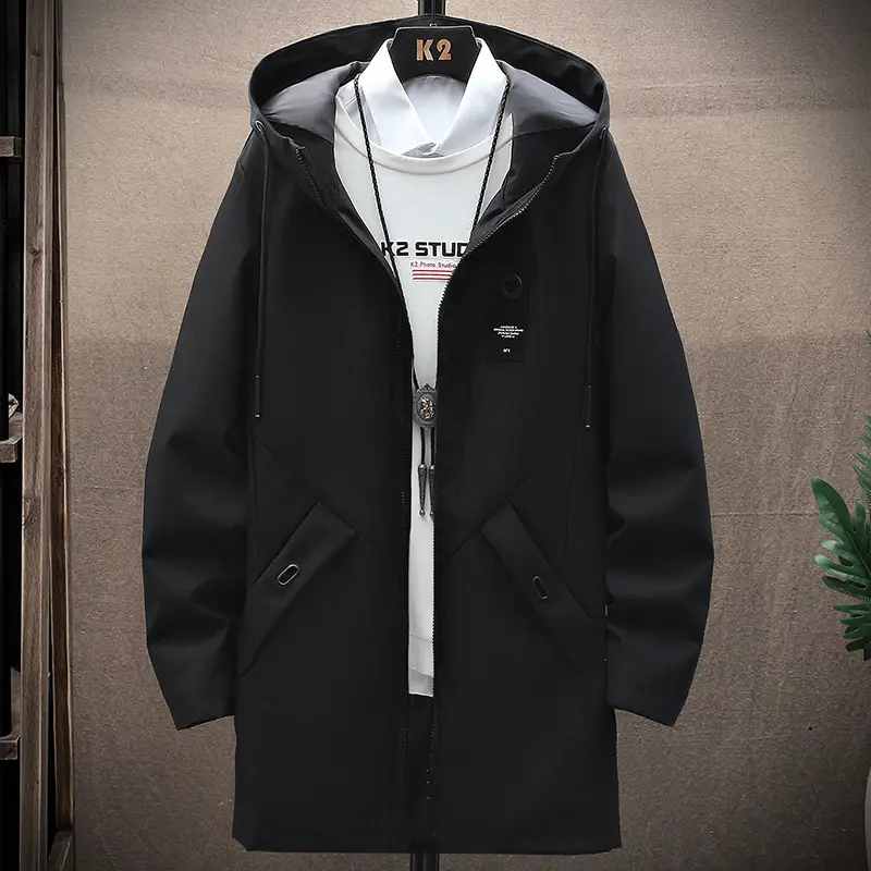 Men's 2022 Hooded Mid-Length Coat Beige - Image 2