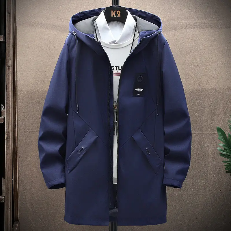 Men's 2022 Hooded Mid-Length Coat Beige - Image 4