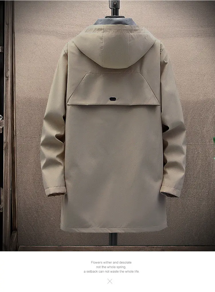Men's 2022 Hooded Mid-Length Coat Beige — feature 13