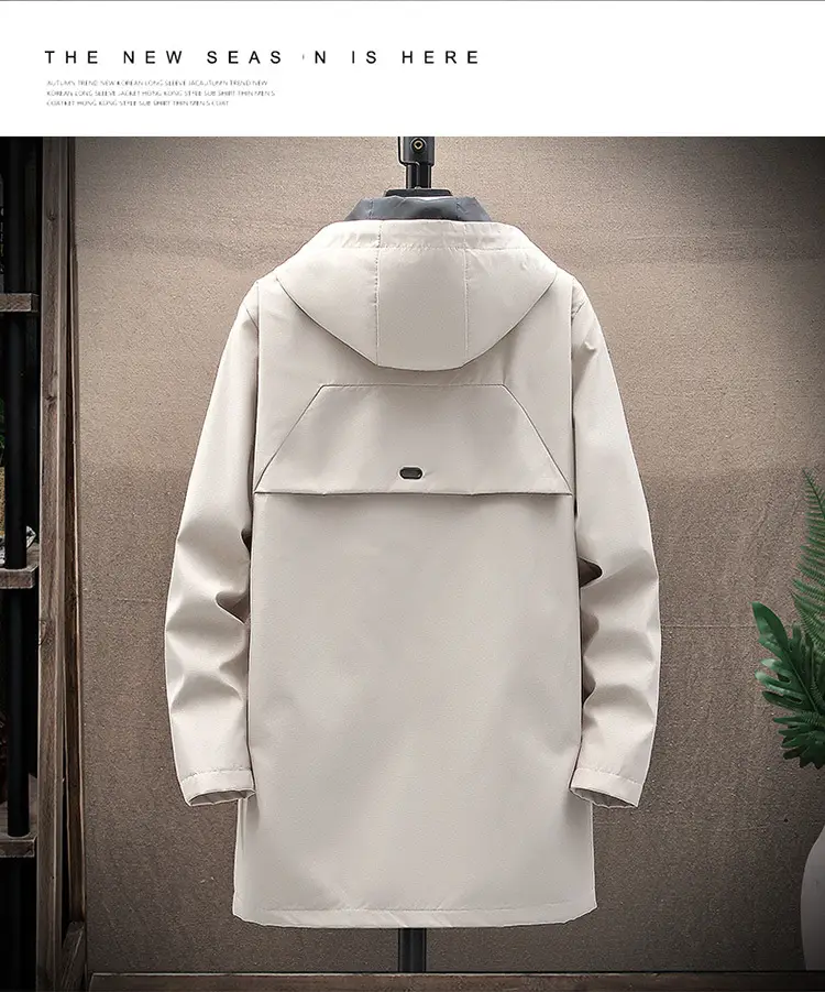 Men's 2022 Hooded Mid-Length Coat Beige — feature 19